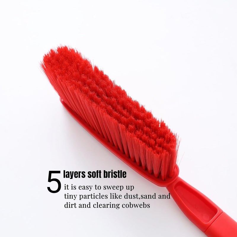 kagyuan 1 Pack 15" Hand Broom Brush,Soft Bristle Cleaning Brush,Crumb Debris Sweeping Brush,Dusting Brush,Comfort for Bed Car Couch Desk Sofa Furniture Clothes,Small Particles Hair Remover(Red) - Image 2